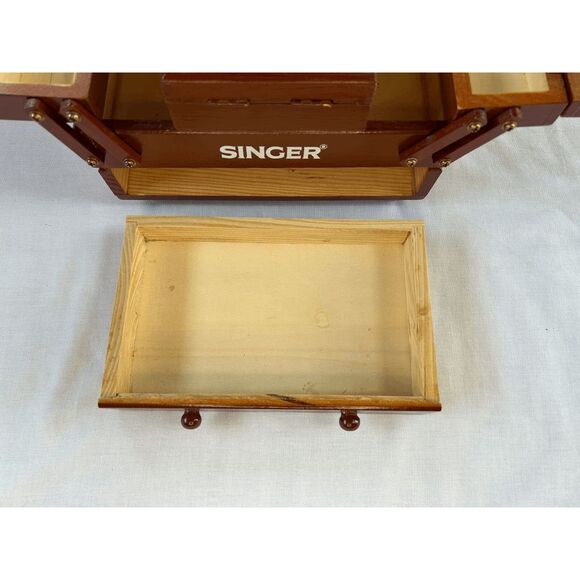 Vintage Wooden Singer Accordion Sewing/Notion Box, Small, Keepsake Organizer - Picture 15 of 16
